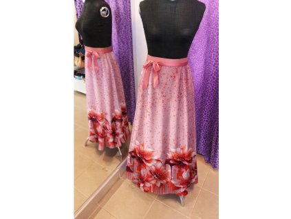 Zavinovací maxi sukně Červené květy