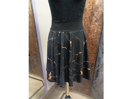 Půlkolová sukně Černý mramor