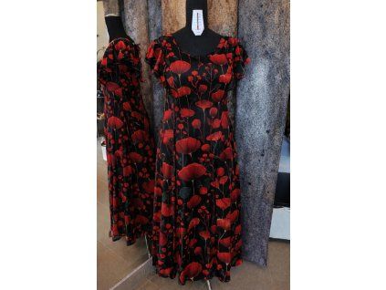 Maxi šaty Rudé květy