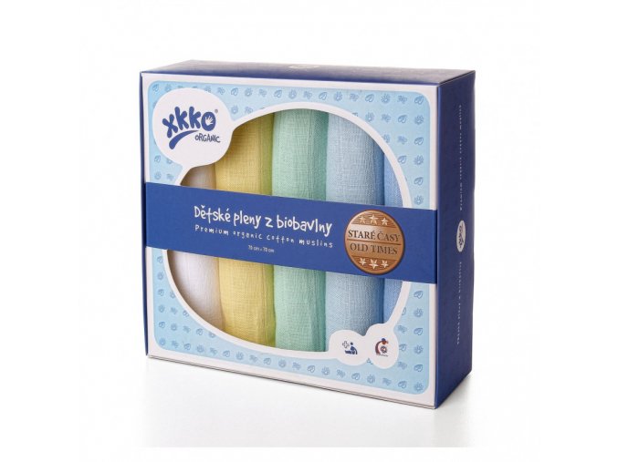 detske pleny z biobavlny xkko organic 70x70cm stare casy pastels for boys e2a