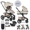 EASYWALKER Zvýhodněný set Kočárek Jimmey nafukovací kola + fusak + CYBEX Aton B2 i-Size + základna, Pearl Taupe