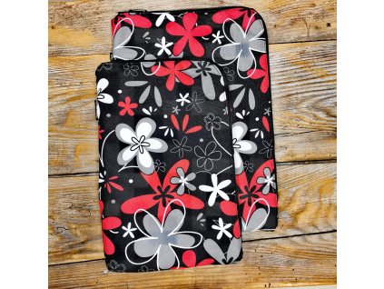 Obal na tablet - červeno čierne kvety