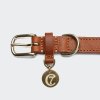 Cloud7 Dog Collar Hyde Park Cognac Detail on grey