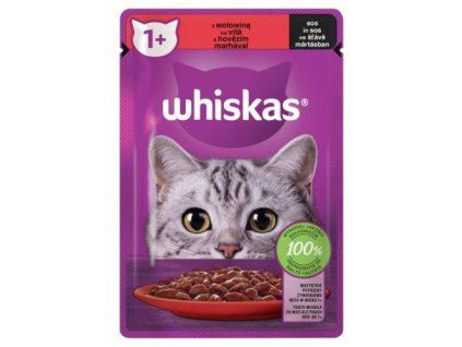 Whiskas kapsička s hovězím ve šťávě 85g