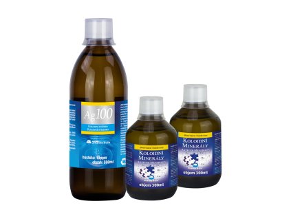 Koloidní minerály 2x 300ml + Koloidní stříbro Ag100 10ppm 500ml