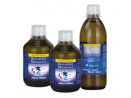 Koloidní minerály 2x 300ml + Koloidní stříbro Ag100 10ppm 500ml