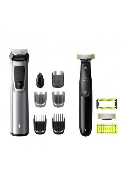 Multigroom ""12 в 1""за лице коса и тяло + OneBlade за лице и тяло Philips Series 9000,с OneBlade,120 минути,,Калъф за съхранение,12 инструмента,Метал