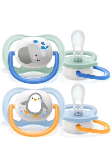 Залъгалка Philips Avent ultra air 0-6 м., за момче, животни, 2 броя SCF080/05