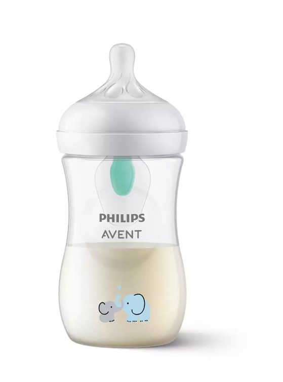 Бебешка бутилка с вентилационен отвор и декорация със слонче Philips Avent Natural Response SCY673/81