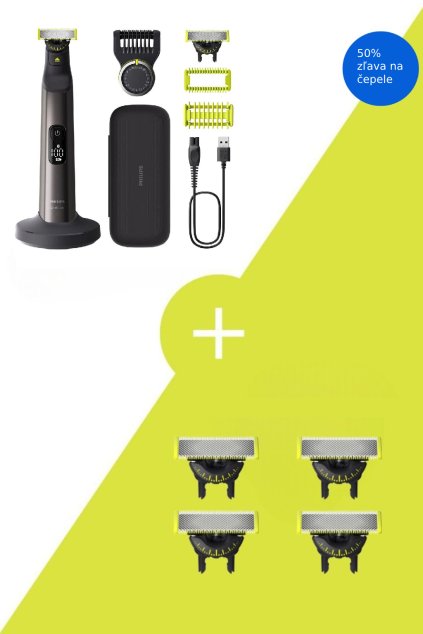 Výhodné balenie Philips OneBlade Pro 360 na tvár a telo QP6652/61 + výmenné čepele 360 4ks ku Philips OneBlade QP440/50
