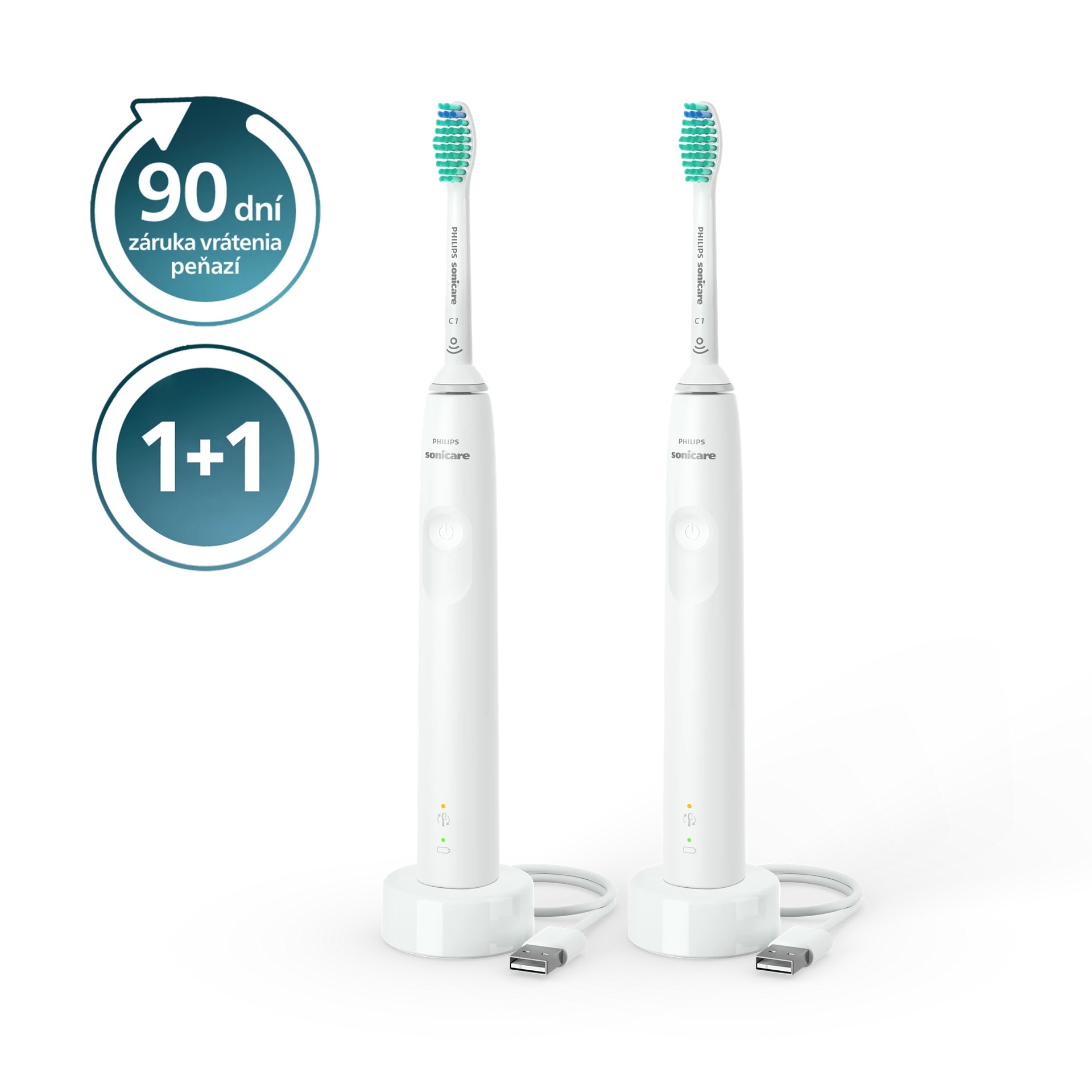 E-shop Sonická zubná kefka Philips Sonicare 3100 1+1 White HX3675/13