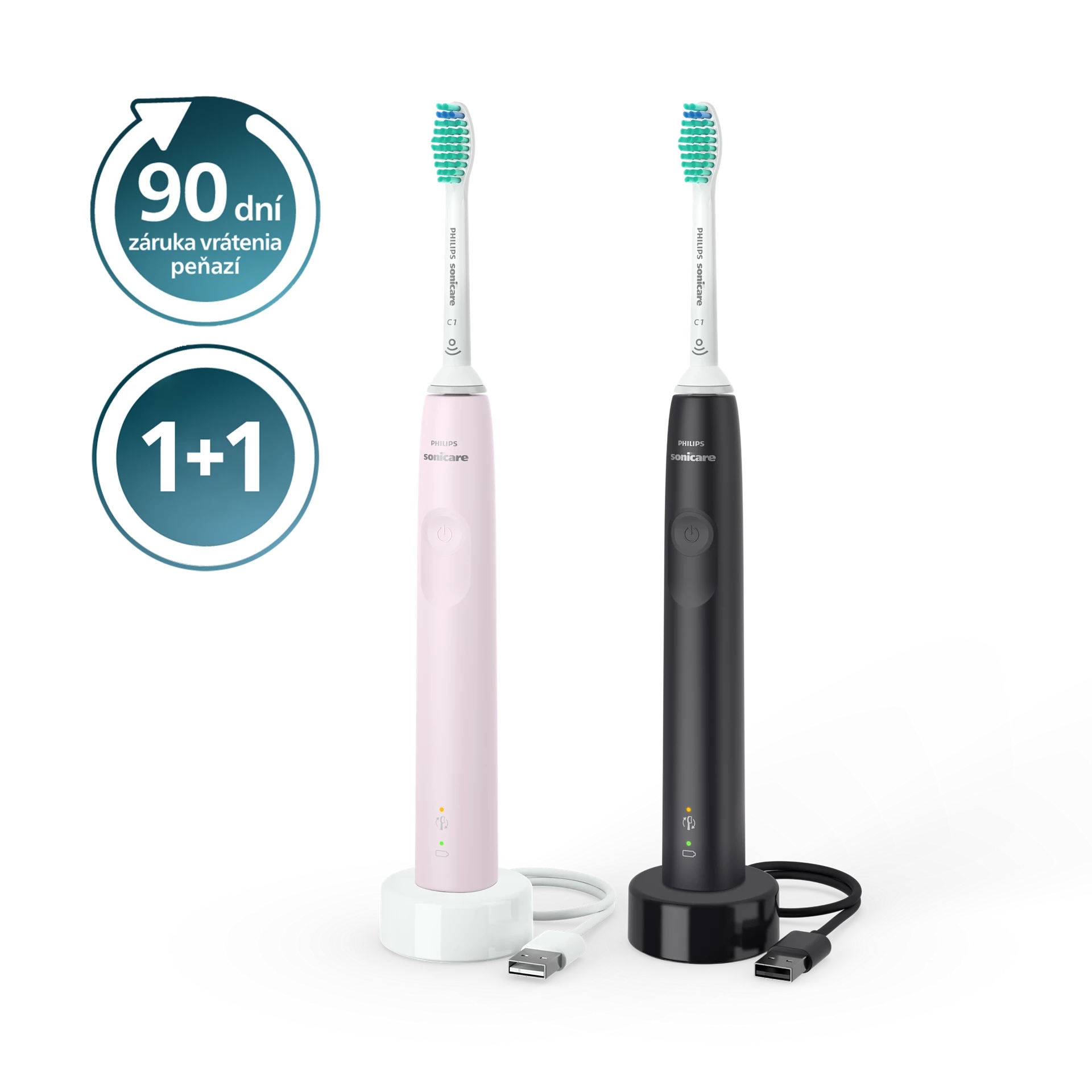 E-shop Sonická zubná kefka Philips Sonicare 3100 1+1 Black and Pink HX3675/15