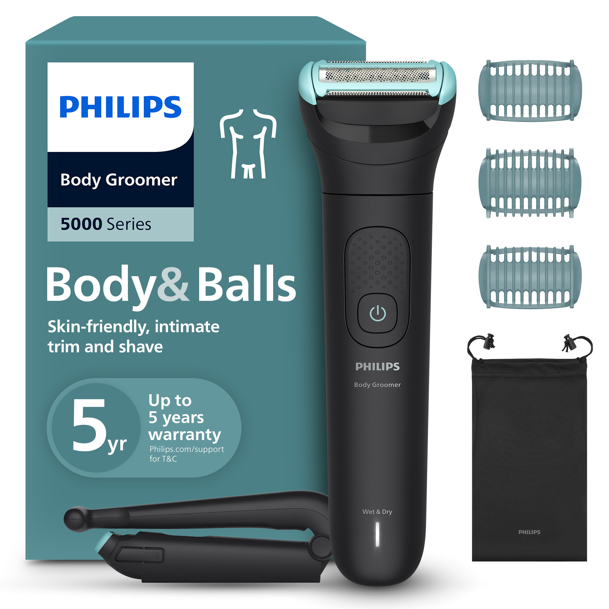Vodeodolný zastrihávač tela a intímnych partií Philips Series 5000 BG5480/15