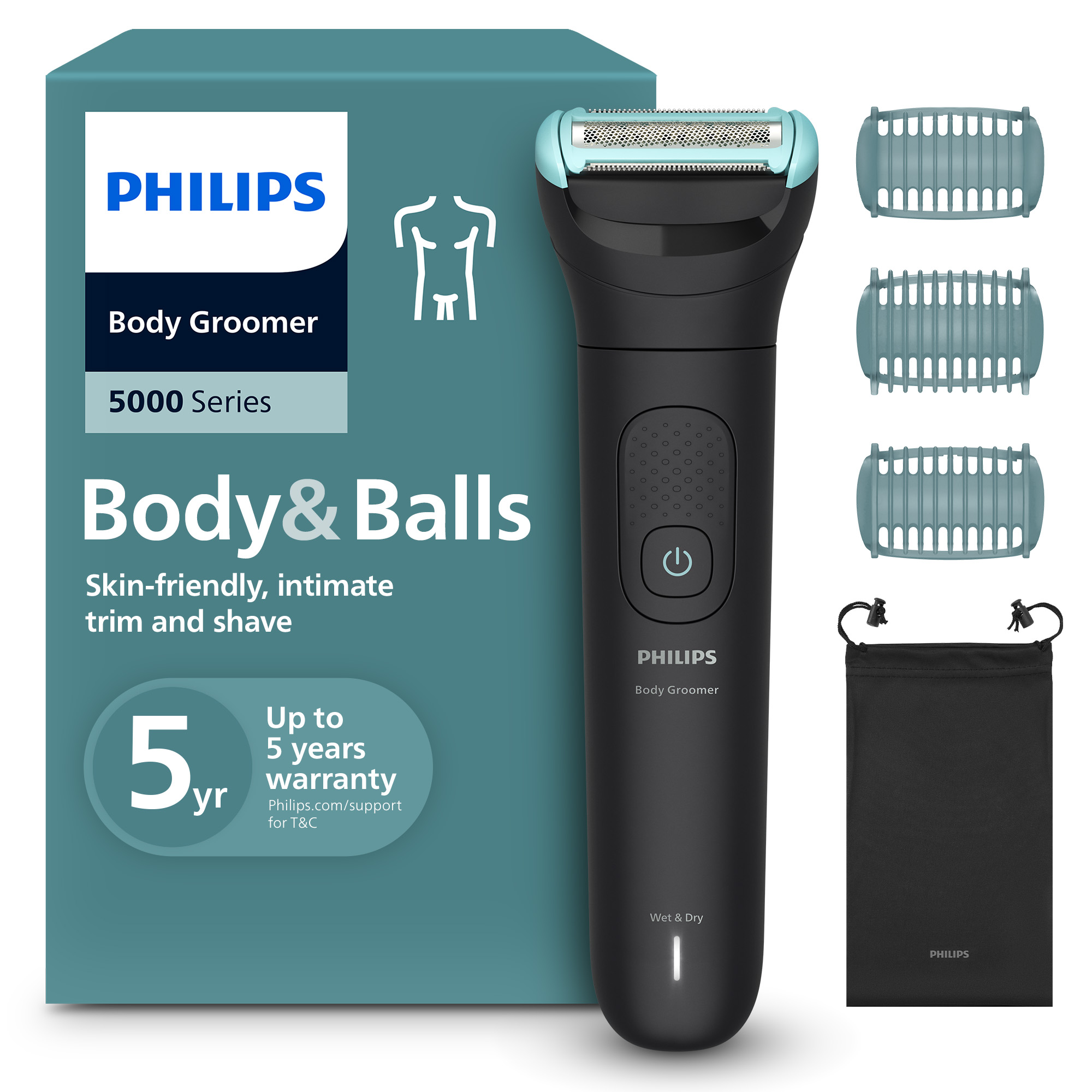 Vodeodolný zastrihávač tela a intímnych partií Philips Series 5000 BG5470/15