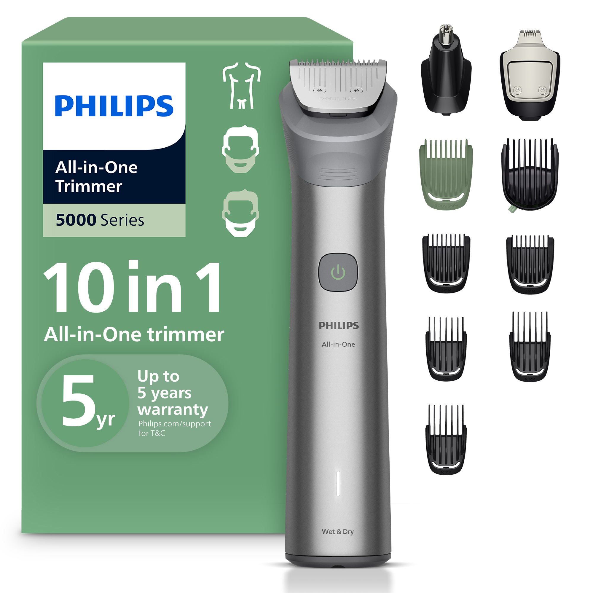 Multifunkčný zastrihávač na tvár, vlasy a telo 10v1 Philips Series 5000 MG5921/15