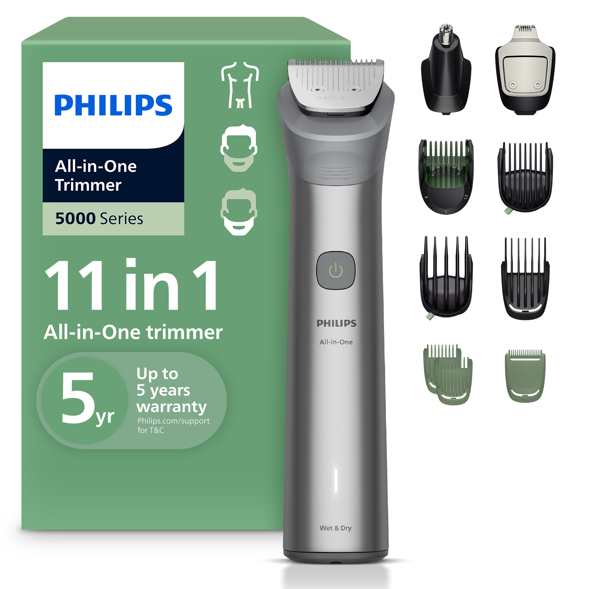 Multifunkčný zastrihávač na tvár, vlasy a telo 11v1 Philips Series 5000 MG5951/15