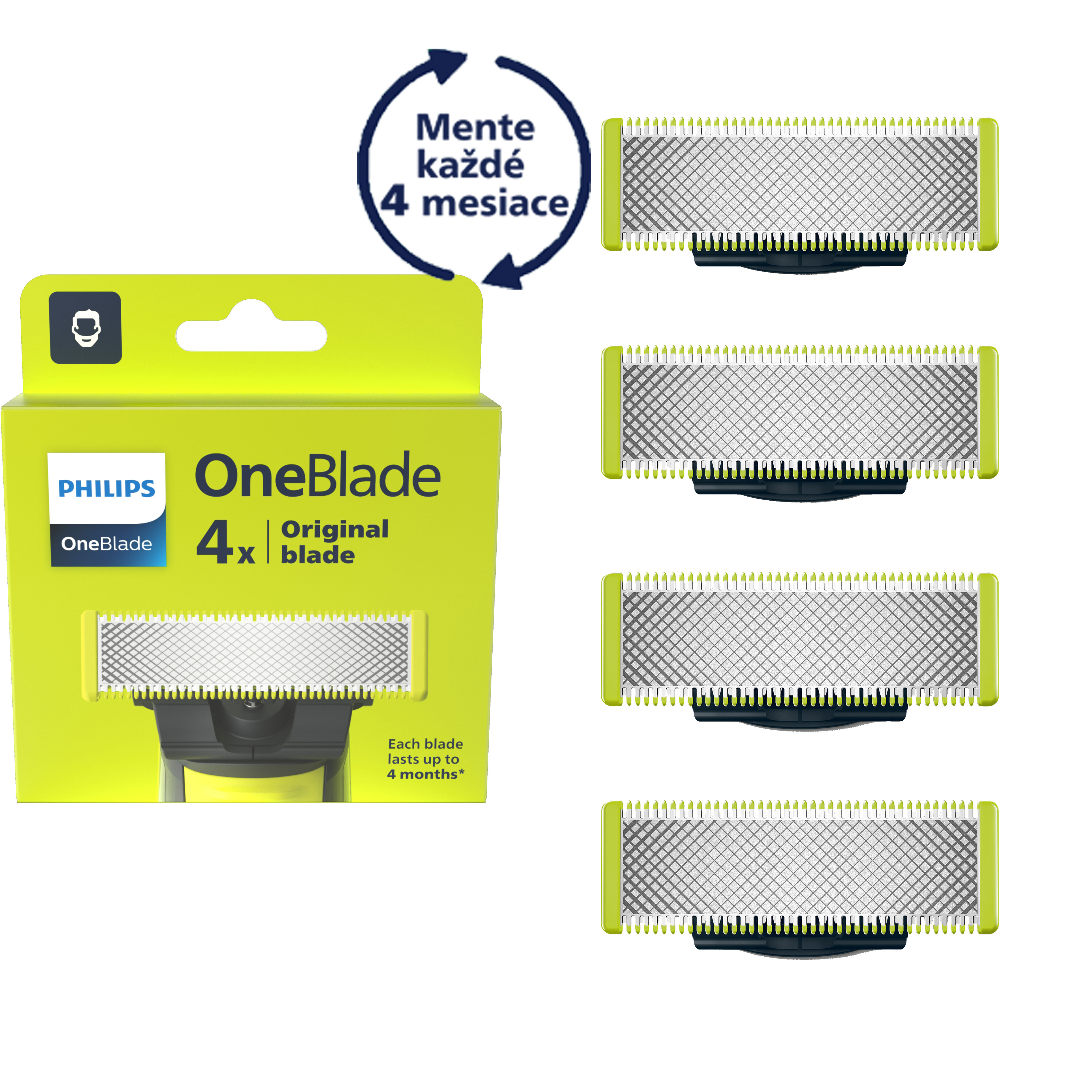 E-shop Výmenné čepele Philips OneBlade, 4ks QP240/50