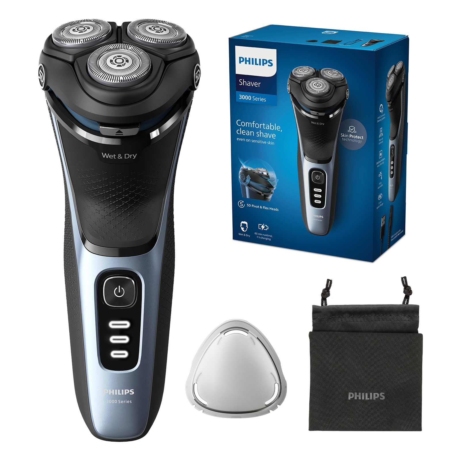 Pánsky elektrický holiaci strojček Philips Series 3000 na suché a mokré holenie   S3243/12