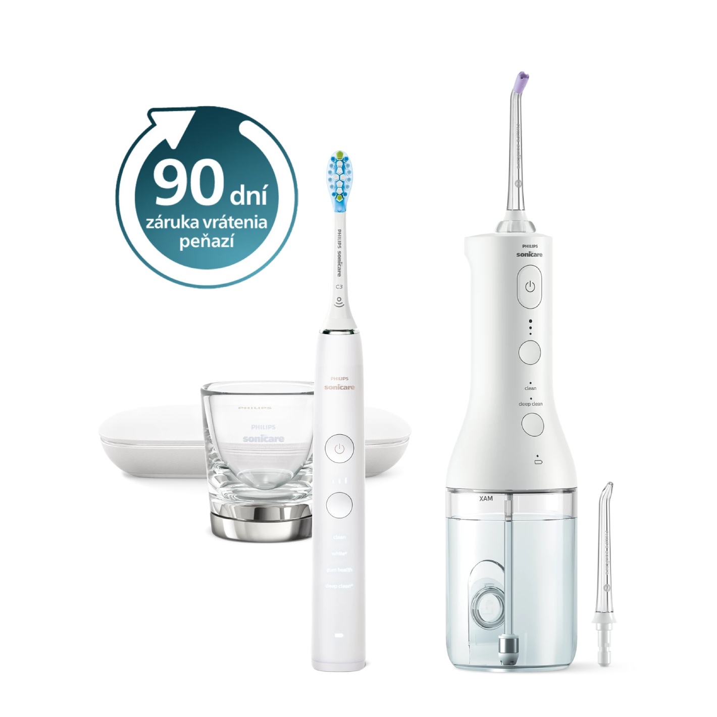 E-shop Sonická zubná kefka a prenosná ústna sprcha Philips Sonicare DiamondClean 9000 1+1 White X3886/41