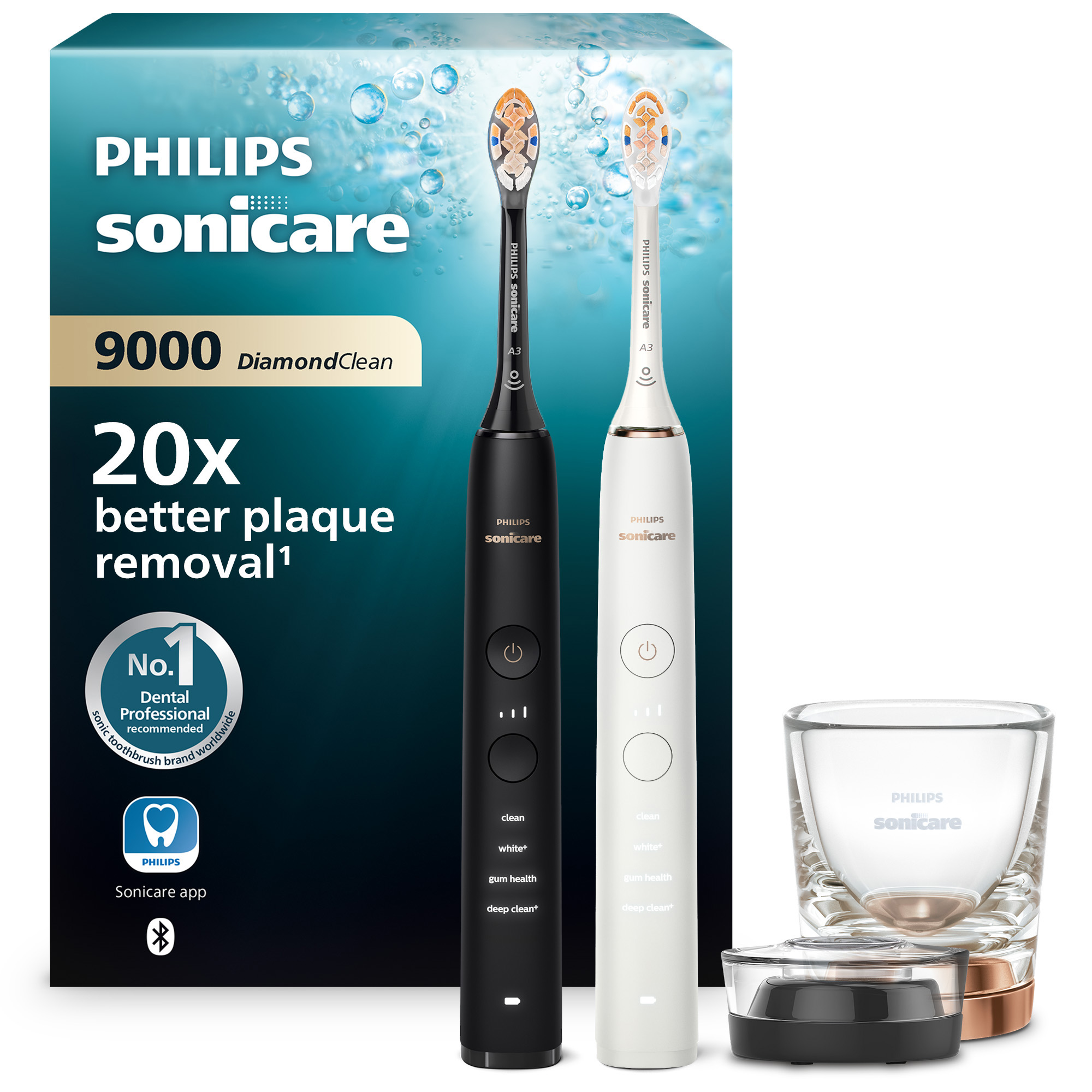 Sonická zubná kefka Philips Sonicare 9000 DiamondClean 1+1 Black and Rose Gold HX9914/69
