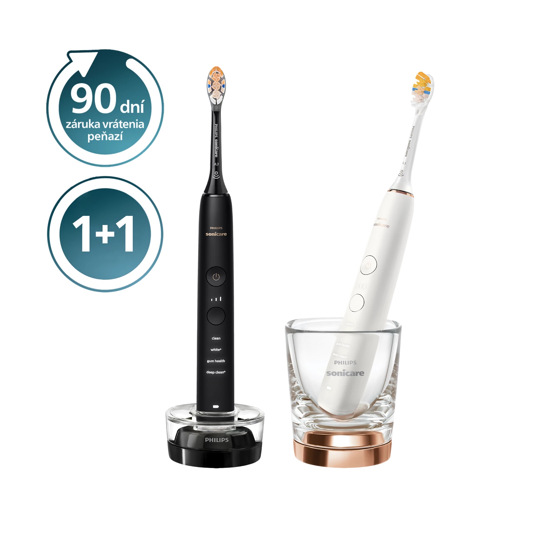 E-shop Sonická zubná kefka Philips Sonicare 9000 DiamondClean 1+1 Black and Rose Gold HX9914/69
