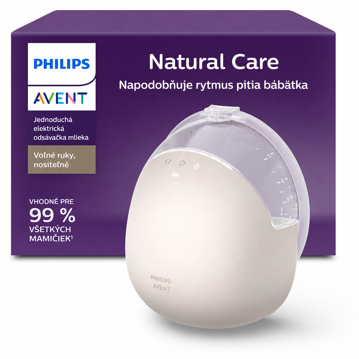 Hands-free prenosná dvojitá elektrická odsávačka materského mlieka Philips Avent Natural Care SCF494/11