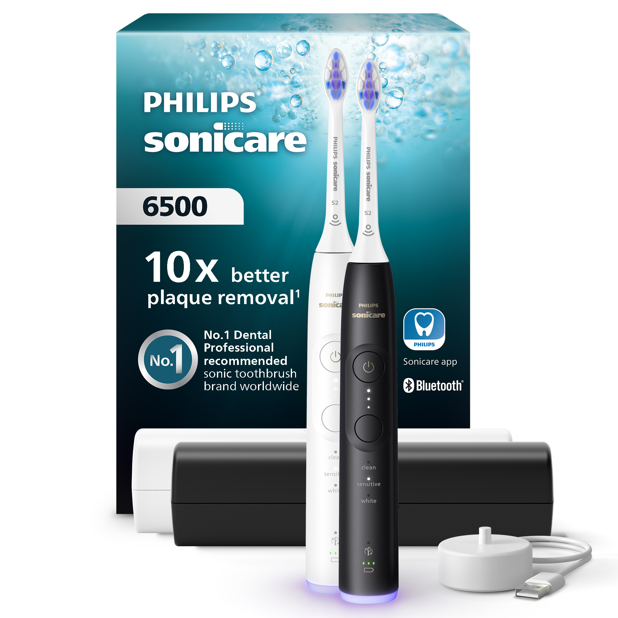 Sonická zubná kefka Philips Sonicare 6500 1+1 Black and White HX7419/01