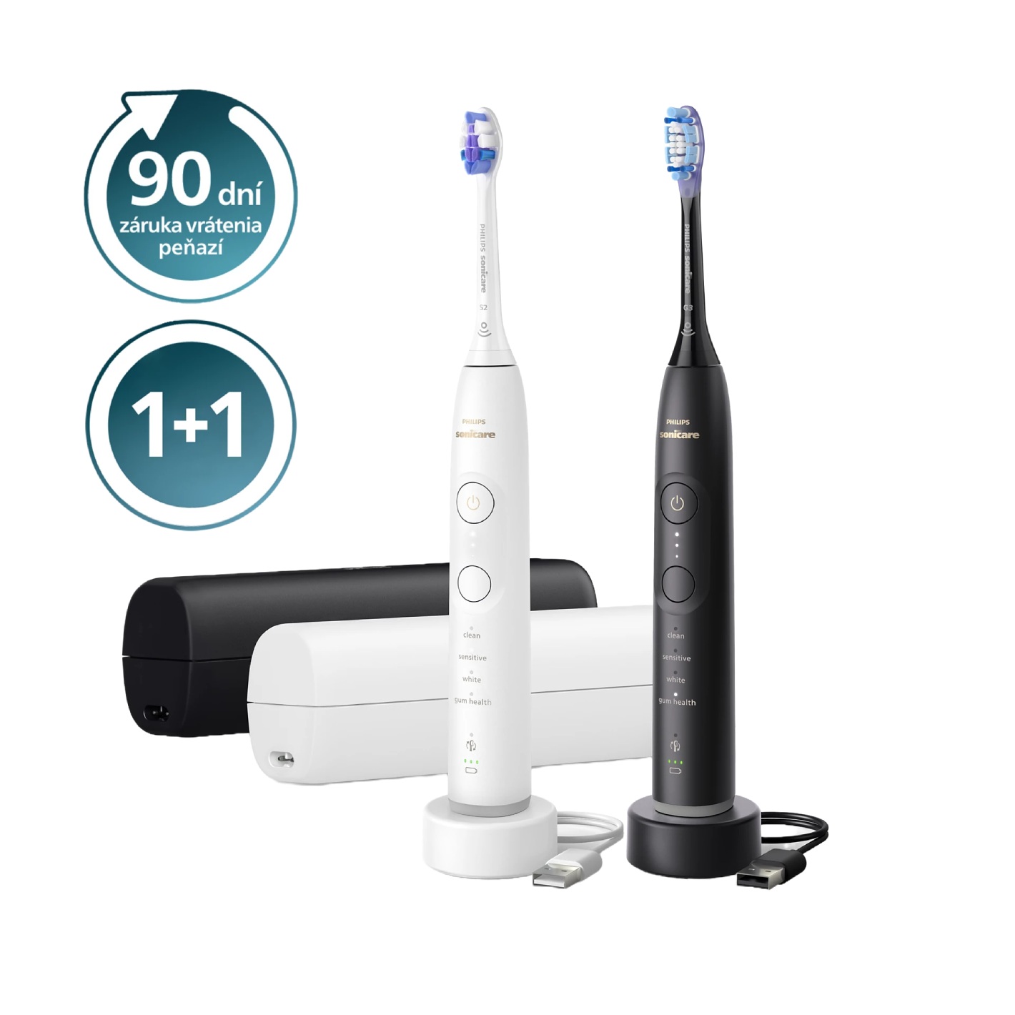 E-shop Sonická zubná kefka Philips Sonicare 7100 1+1 Black and White HX7429/02