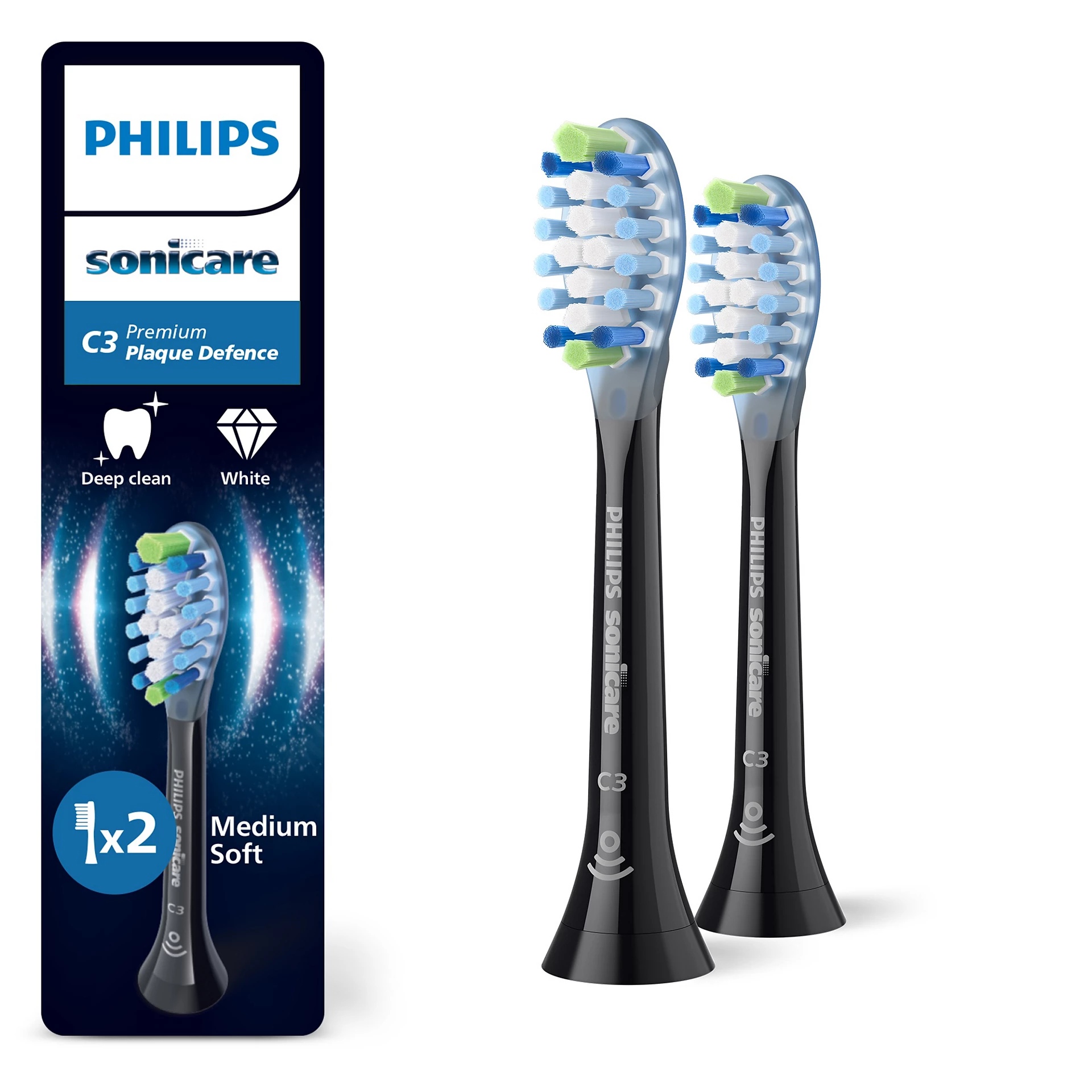 E-shop Náhradná hlavica Philips Sonicare Premium Plaque Defense 2ks, Black HX9042/88