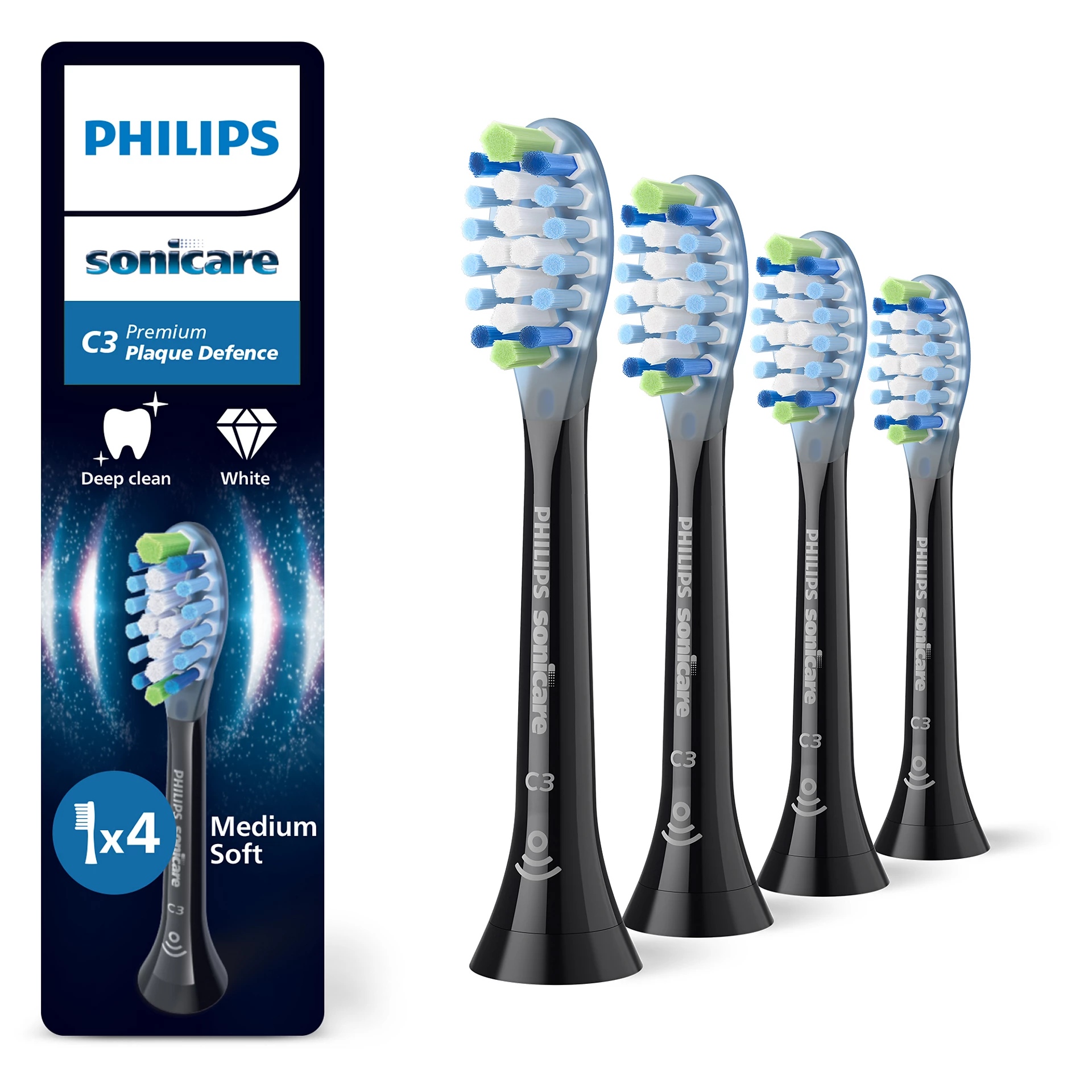 E-shop Náhradná hlavica Philips Sonicare Premium Plaque Defense 4ks, Black HX9044/88