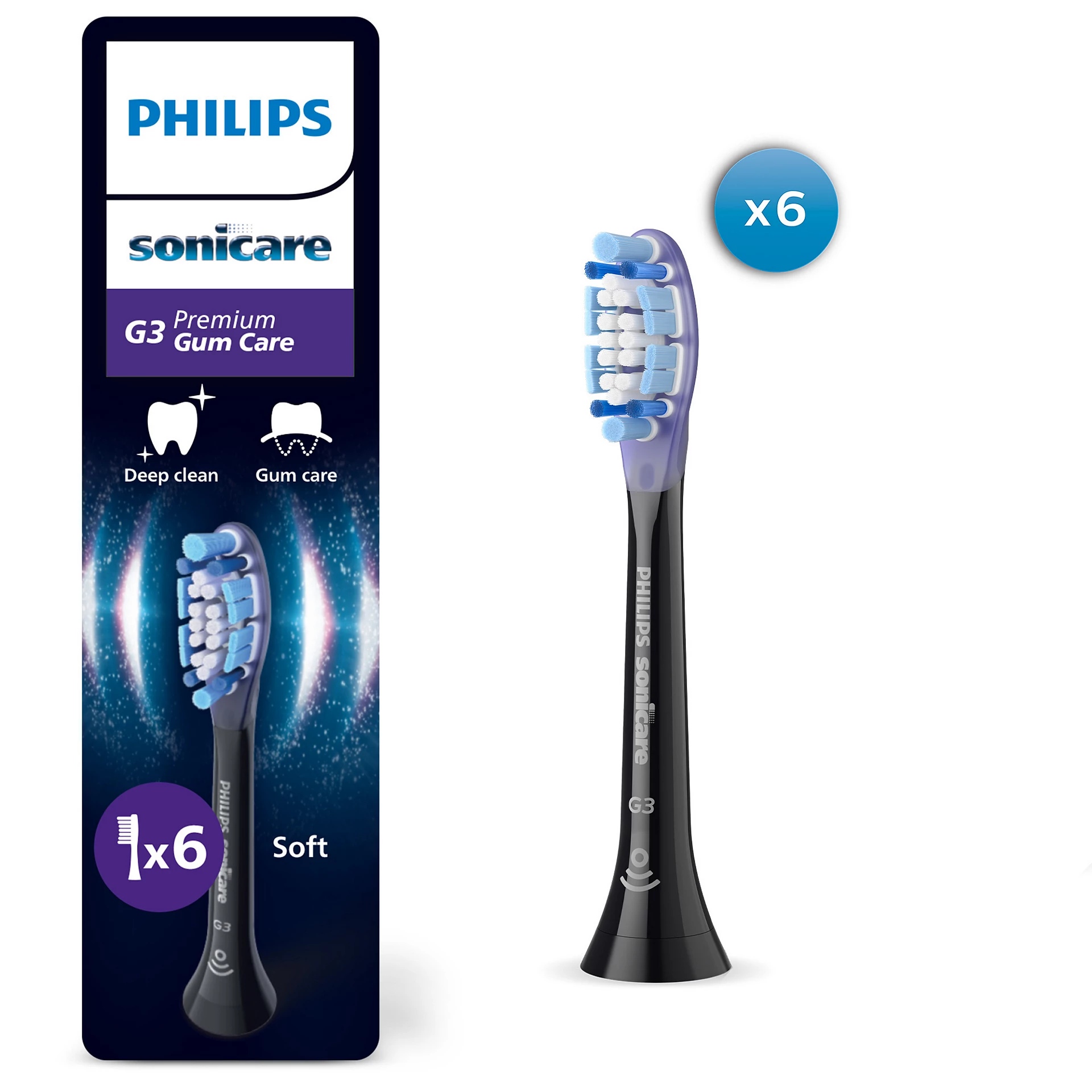 E-shop Náhradná hlavica Philips Sonicare Premium Gum Care 6ks, Black HX9056/88