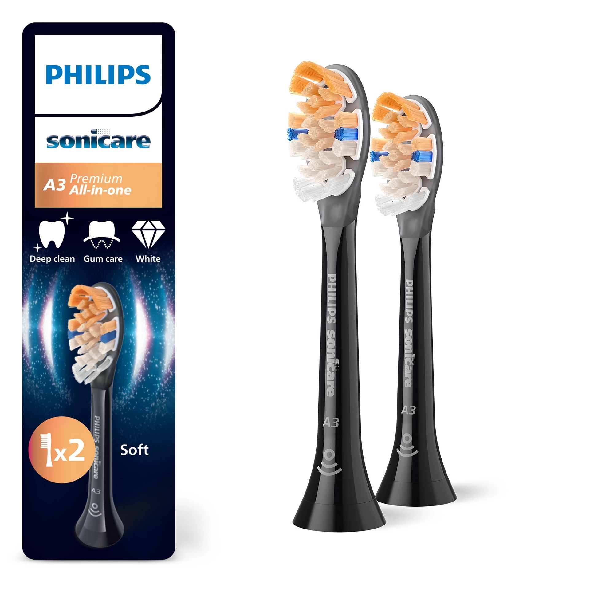 E-shop Náhradná hlavica Philips Sonicare Premium All-in-One 2ks, Black HX9092/88
