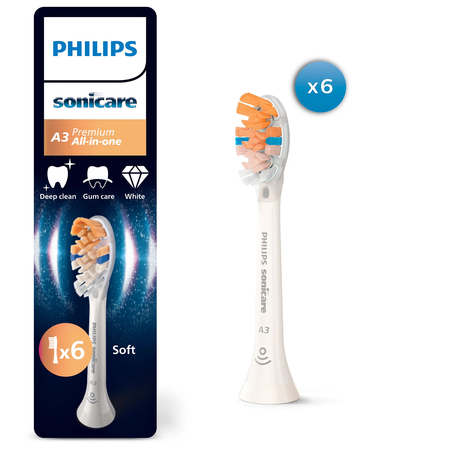 E-shop Náhradná hlavica Philips Sonicare Premium All-in-One 6ks, White HX9096/87
