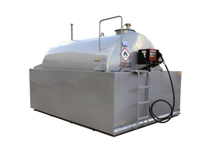 Ocelová výdejní nádrž na naftu CUBE 4570 se záchytnou vanou 110 % RIGHETTO SERBATOI