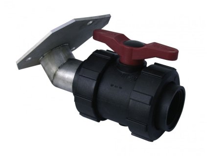 Príruba s guľovým kohútom z GRP a PP 1"-2", pre 100 mm CEMO výstup