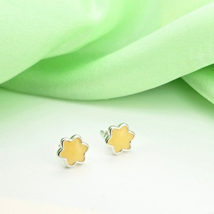 Stribrne nausnice s jantarem 511482