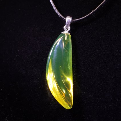 Dominican Green Amber Pendant with 925 Sterling Silver