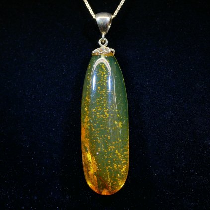 Dominican Green Amber Pendant with 925 Sterling Silver