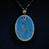 Dominican Blue Amber Pendant with  Onyx and Chrysocolla Necklace
