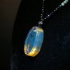 Dominican Blue Amber Pendant with  Onyx and Chrysocolla Necklace