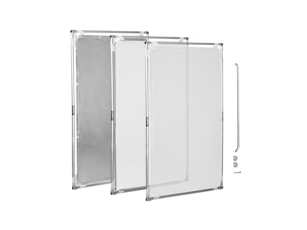 Difuzní odrazný panel s kovovou konstrukcí - 100x150cm - 3in1