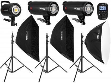 13889 set blesku dpx 600 spark iii stativy odpalovac softboxy octabox