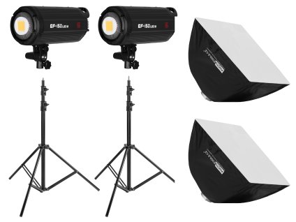 Set trvalých LED svetiel 2x Jinbei EF 150, statívy, softboxy