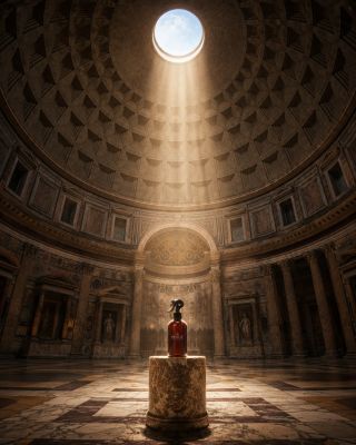 Světlo, které padá z nebe už 1900 let ⛪✨ Pantheon má jednu jedinou díru ve stropě – oculus, otvor bez skla, přímo pod...
