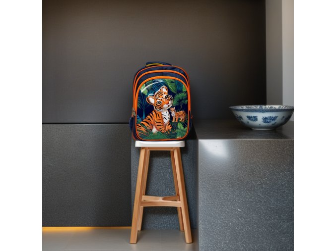 4386 skolska taska s 3d motivom tiger
