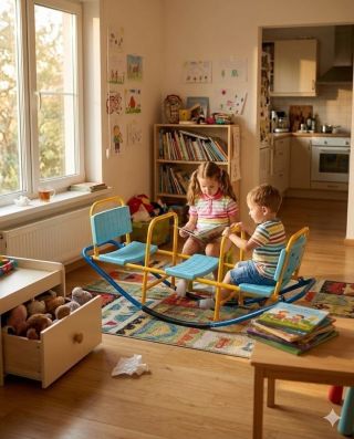 Houpání, smích a zábava pro tři děti najednou 💙💛 3místná houpačka Garden Rocker promění zahradu nebo pokoj v místo plné...