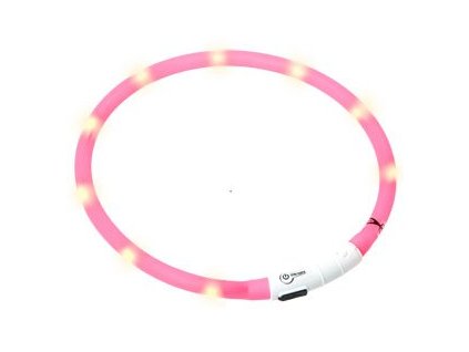 LED svetelny obojek ruzovy obvod 20 75 cm sviti cca 500m daleko USB nabijeni 11082016083347787