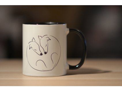 Hrnek 330ml, černý - spící chrti