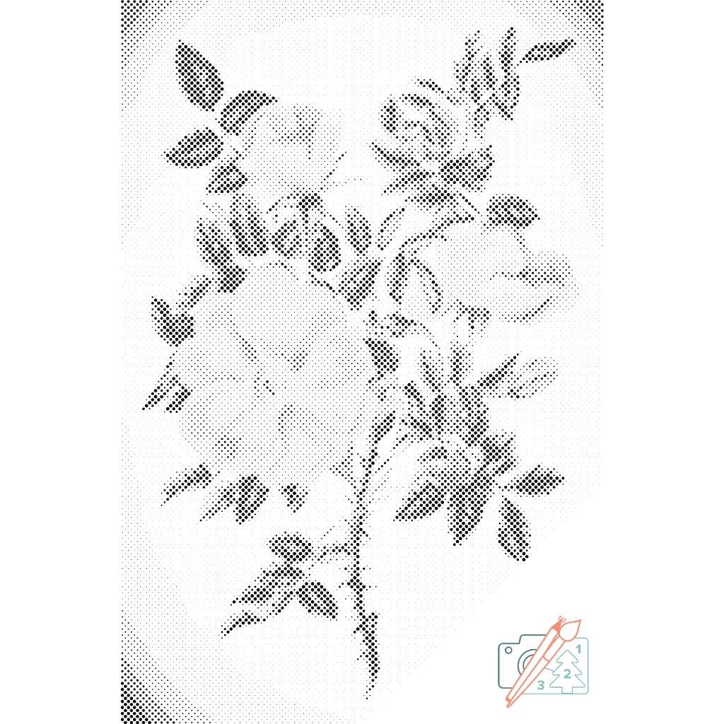 Pictură cu puncte - Flori vintage III