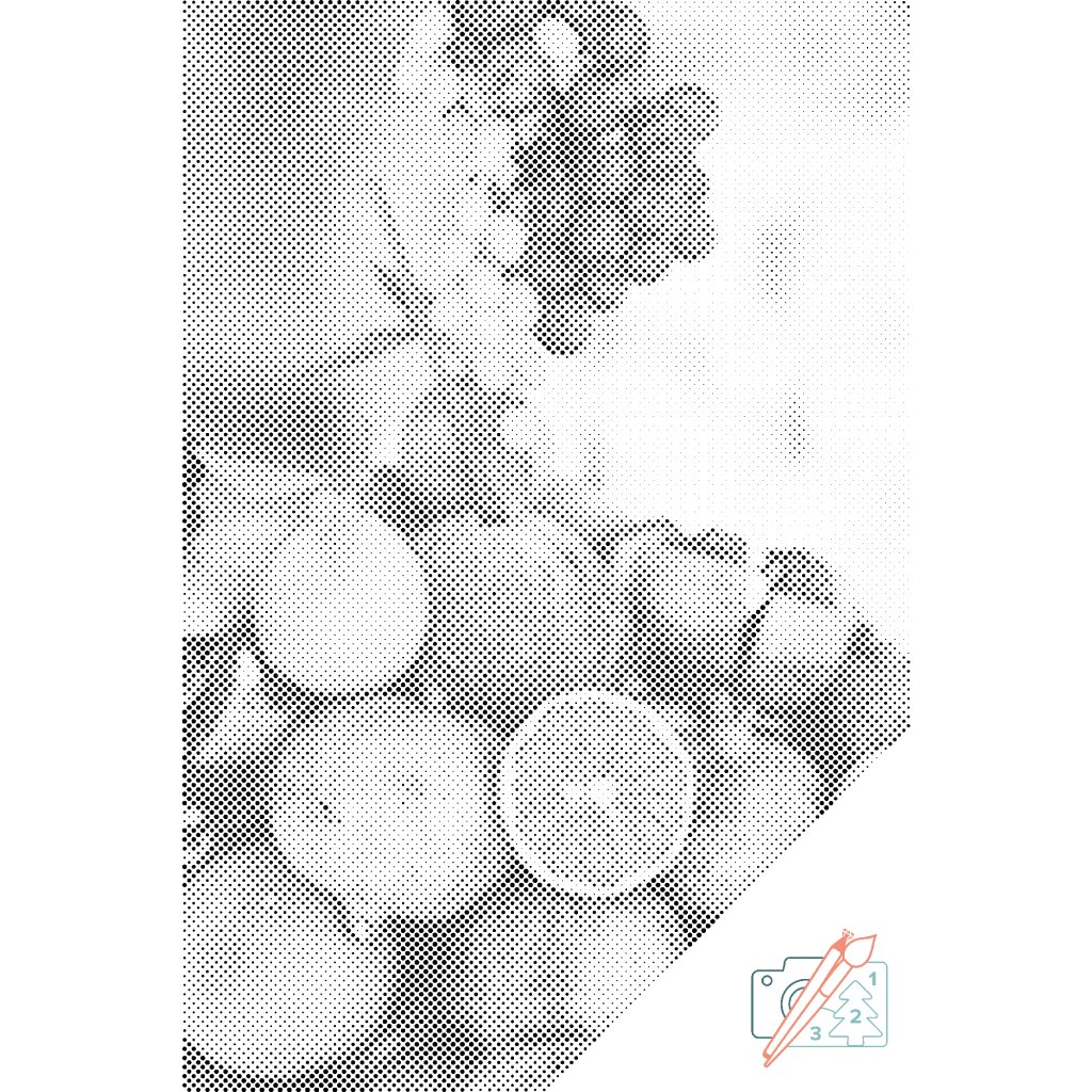 Pictură cu puncte - Nucă de cocos și fructe